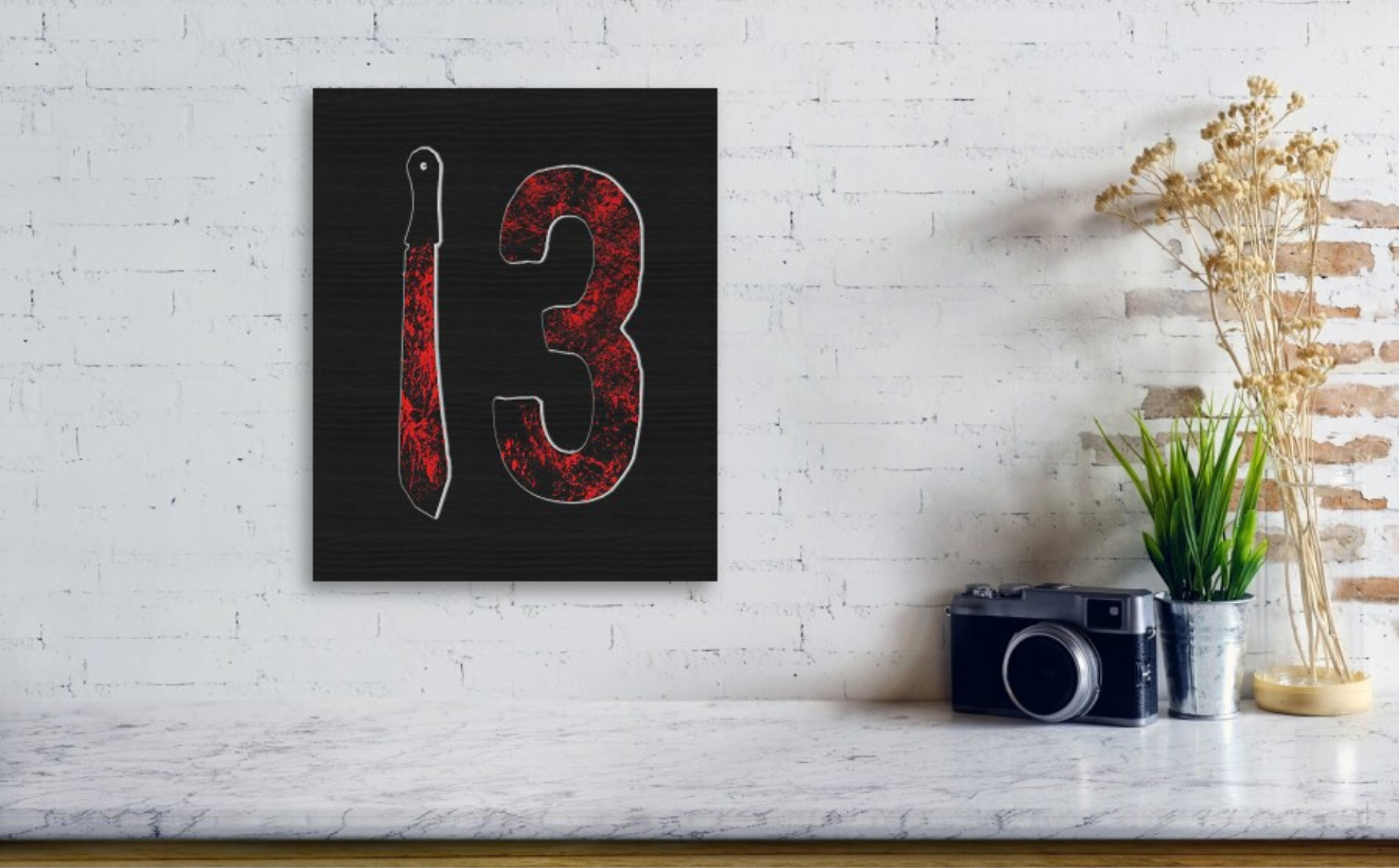 Bloody Number 13 Horror Machete Wood Print – Friday the 13th Art