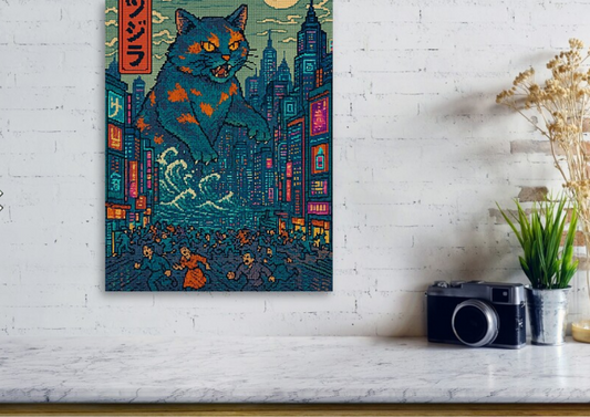 Catzilla a Purr-fectly Hilarious Monster - Metal Print