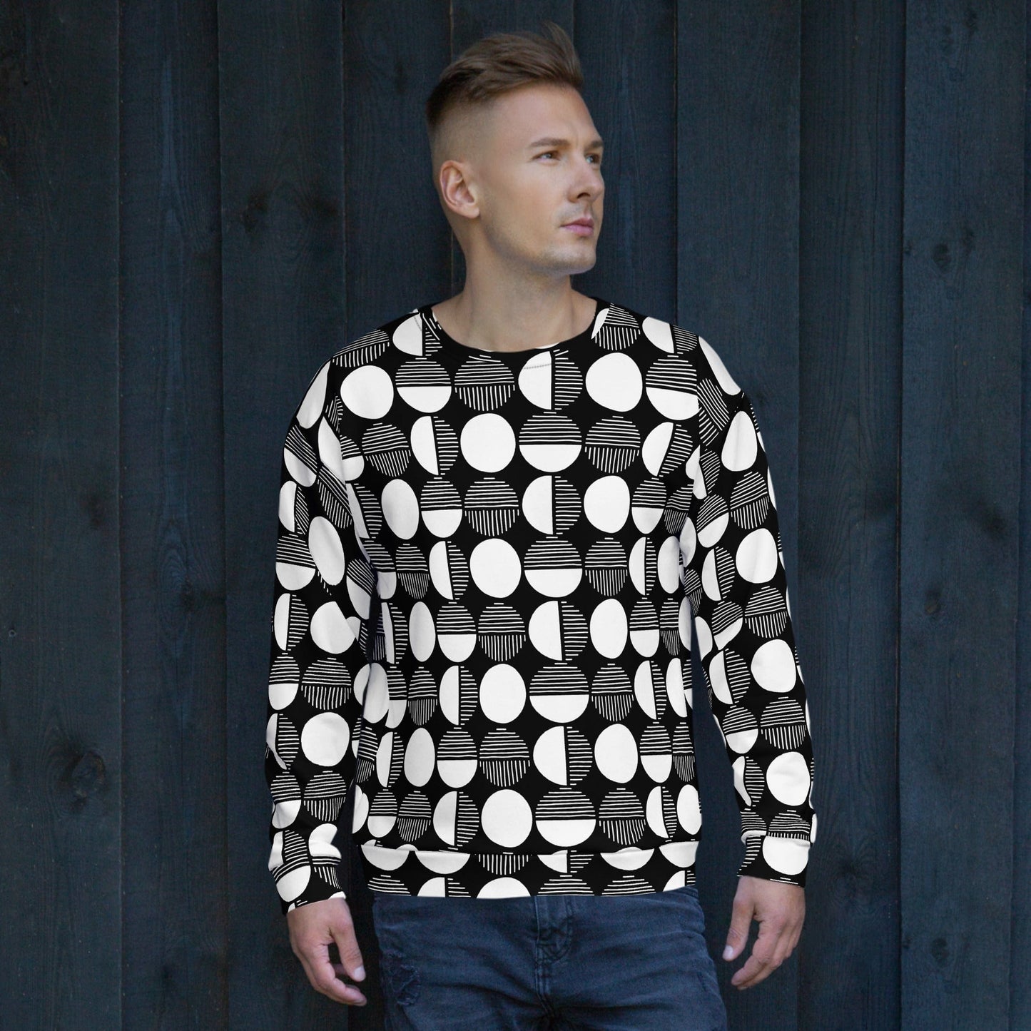 Blue Geometric Pattern Unisex Sweatshirt XS