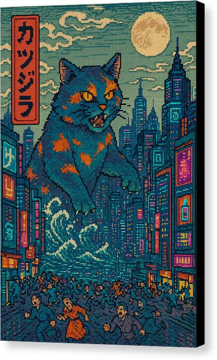 Catzilla a Purr-fectly Hilarious Monster - Canvas Print
