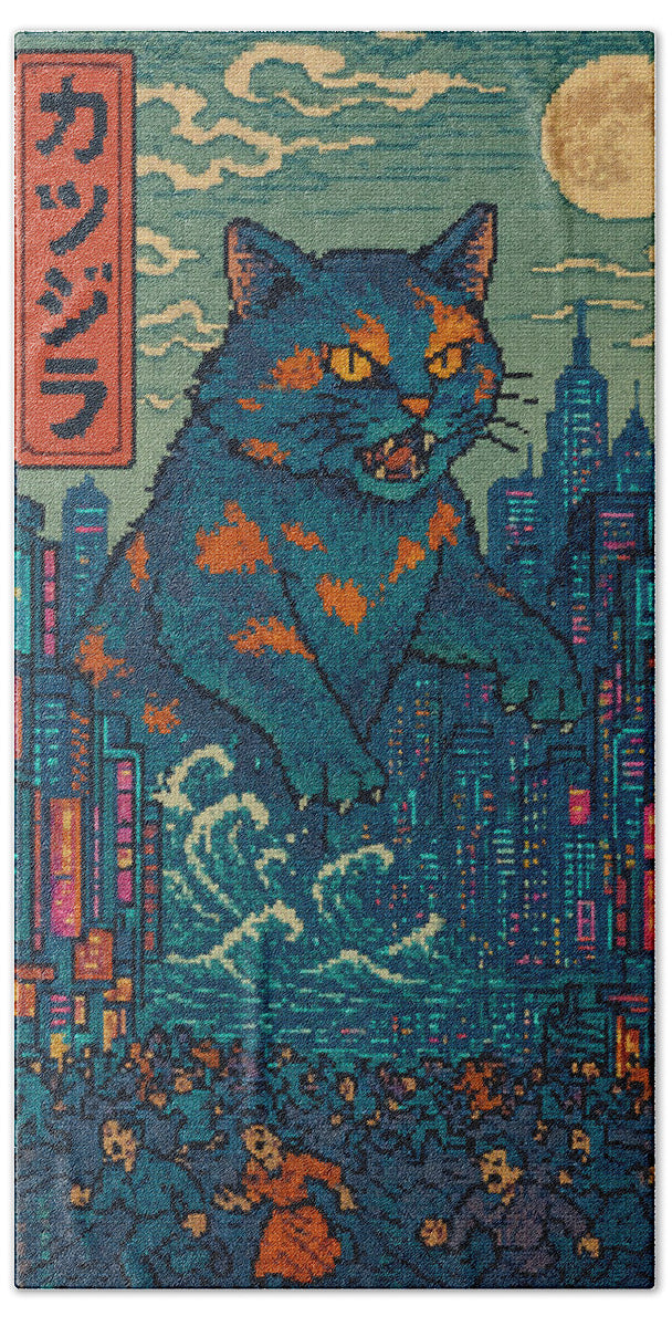 Catzilla a Purr-fectly Hilarious Monster - Beach Towel