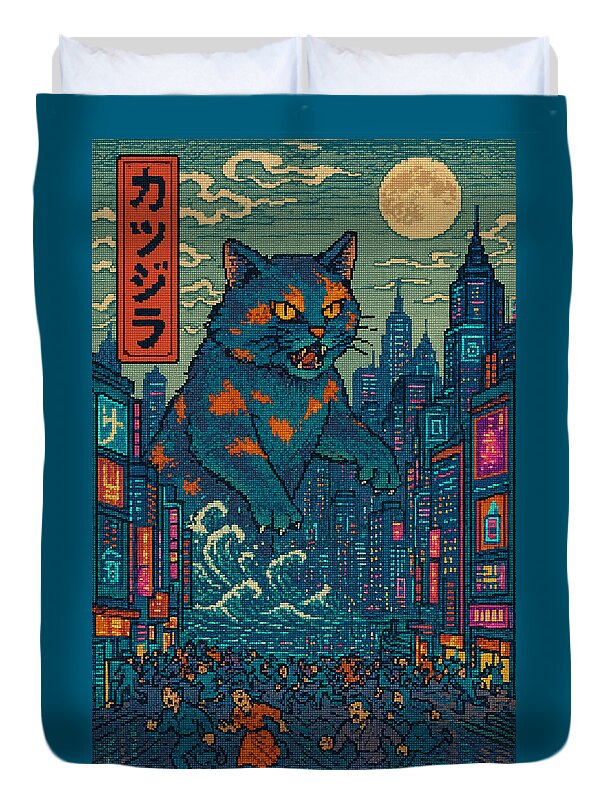Catzilla a Purr-fectly Hilarious Monster - Duvet Cover