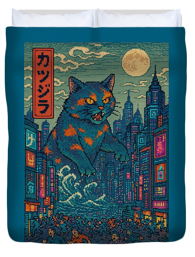 Catzilla a Purr-fectly Hilarious Monster - Duvet Cover