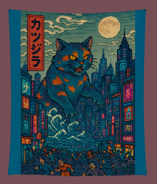 Catzilla a Purr-fectly Hilarious Monster - Tapestry