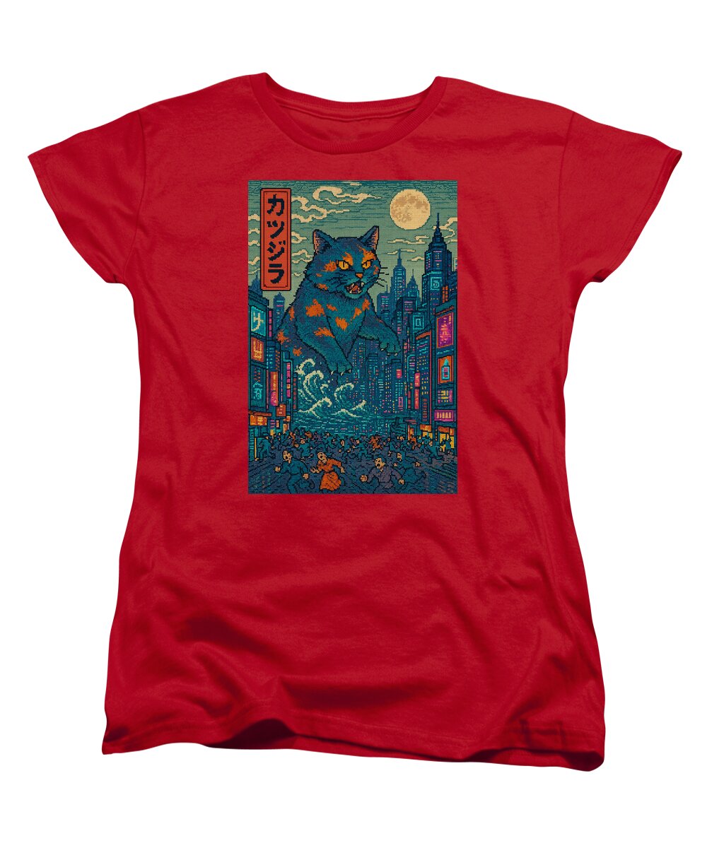 Catzilla a Purr-fectly Hilarious Monster - Women's T-Shirt (Standard Fit)