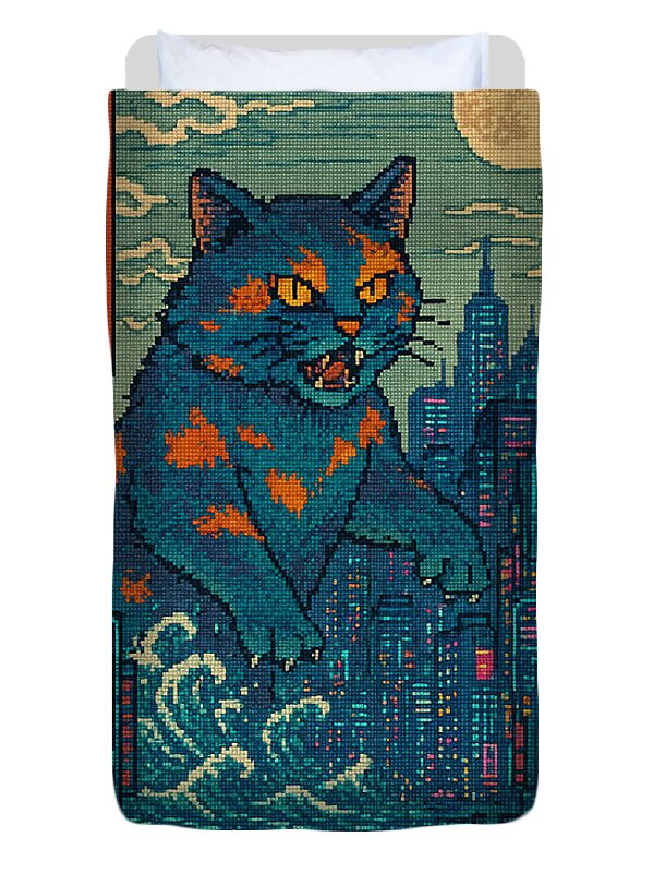Catzilla a Purr-fectly Hilarious Monster - Duvet Cover