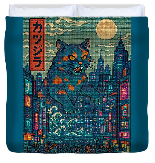 Catzilla a Purr-fectly Hilarious Monster - Duvet Cover