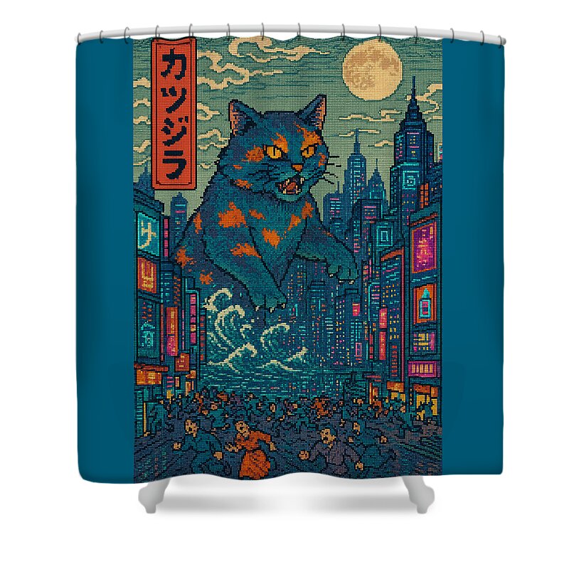 Catzilla a Purr-fectly Hilarious Monster - Shower Curtain