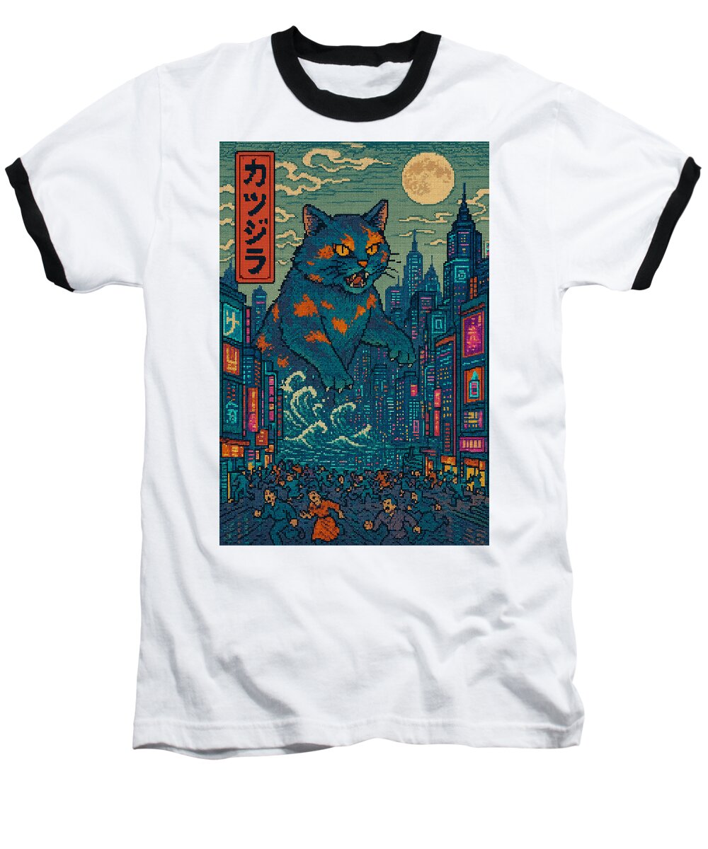 Catzilla a Purr-fectly Hilarious Monster - Baseball T-Shirt