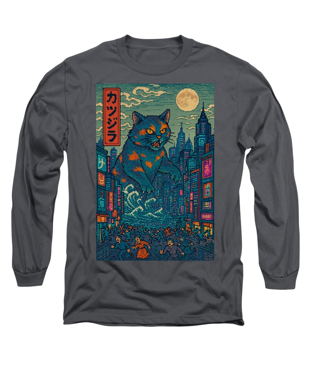 Catzilla a Purr-fectly Hilarious Monster - Long Sleeve T-Shirt
