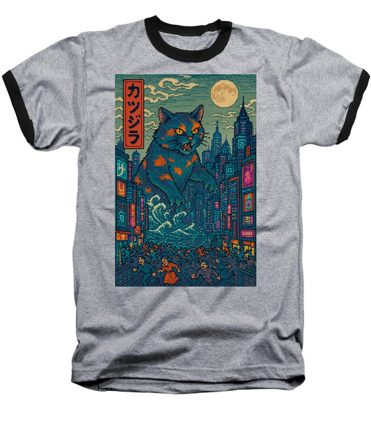 Catzilla a Purr-fectly Hilarious Monster - Baseball T-Shirt