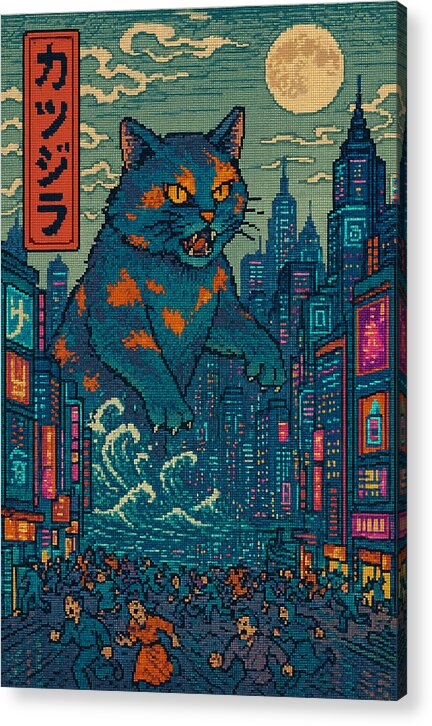 Catzilla a Purr-fectly Hilarious Monster - Acrylic Print