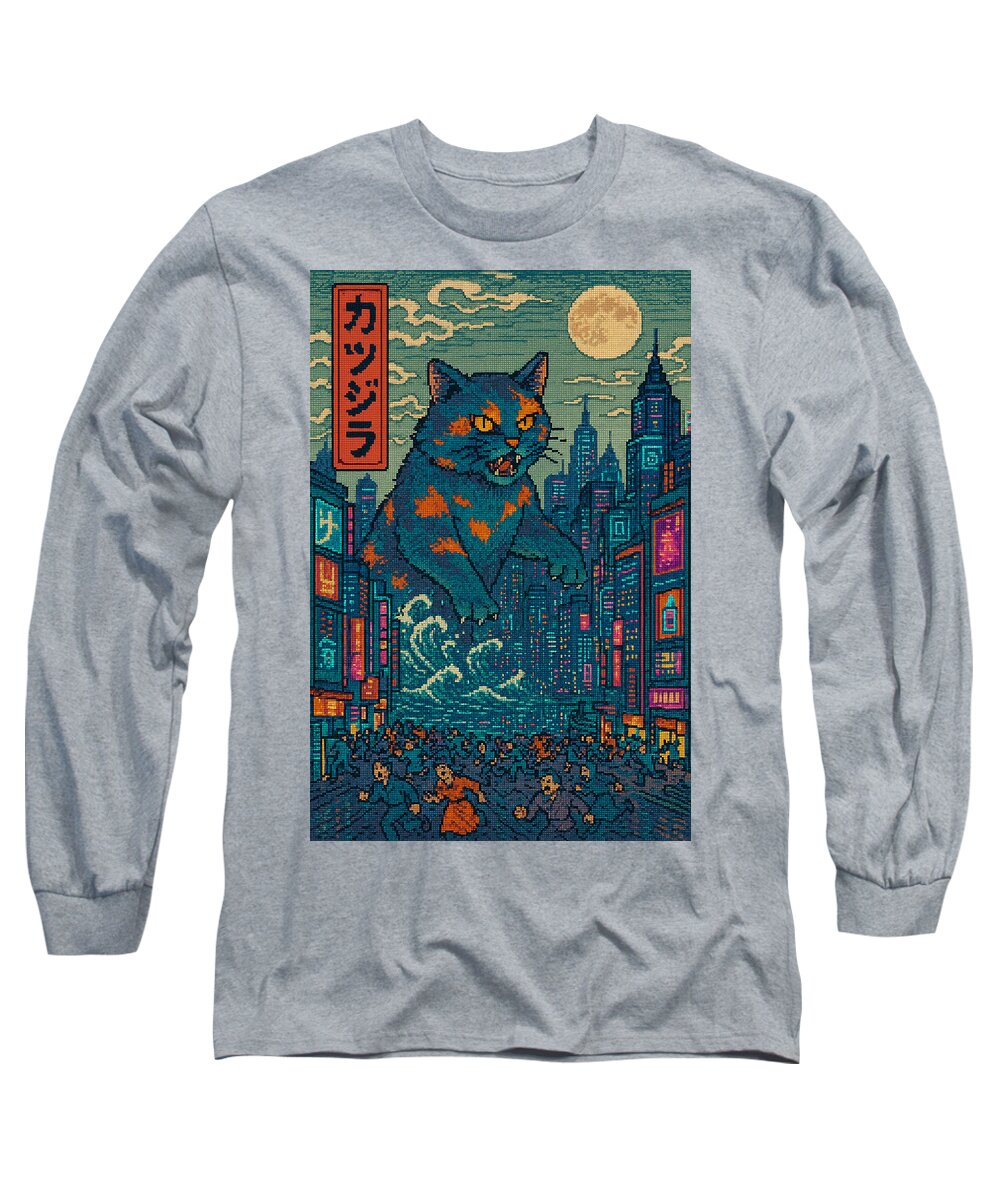 Catzilla a Purr-fectly Hilarious Monster - Long Sleeve T-Shirt