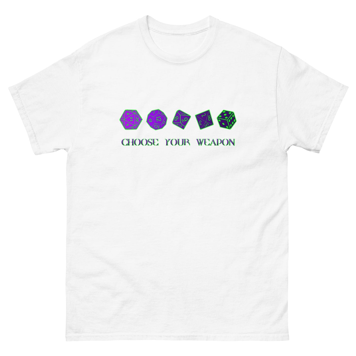 Choose Your Weapon RPG Dice T-shirt White / S