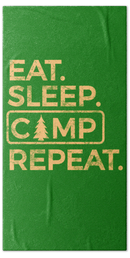 Eat Sleep Camp Repeat - Beach Towel