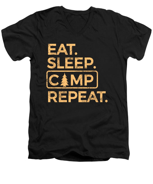 Eat Sleep Camp Repeat - Men's V-Neck T-Shirt
