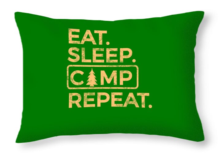 Eat Sleep Camp Repeat - Throw Pillow