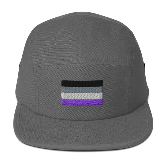 Embroidered Asexual Flag Five Panel Cap Grey