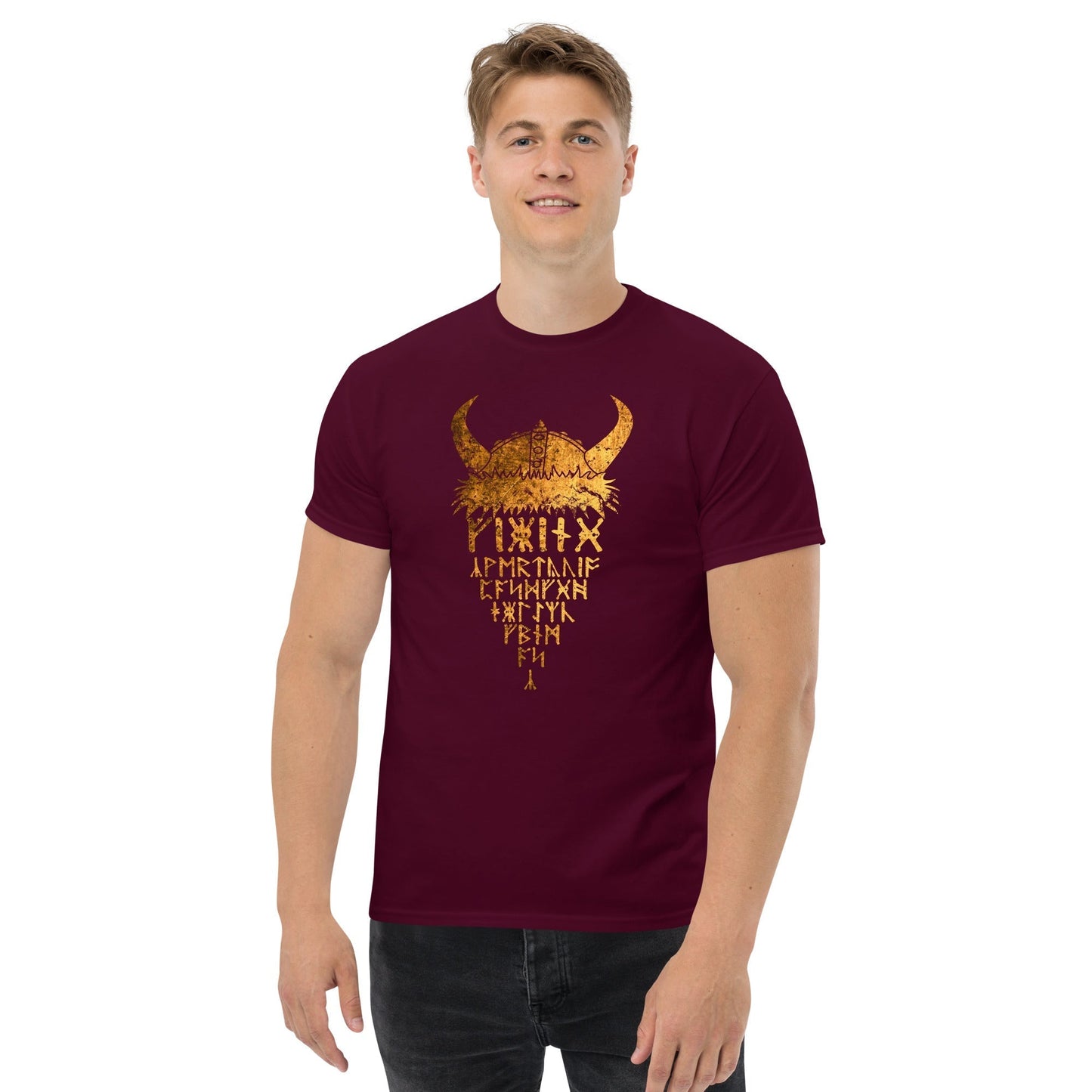 Scar Design T shirt Gold Viking Helmet T-shirt