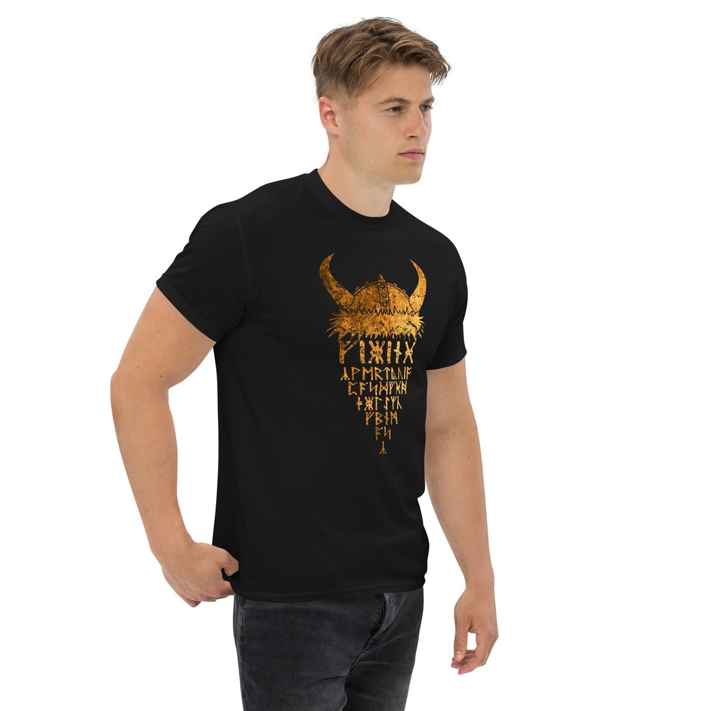 Scar Design T shirt Gold Viking Helmet T-shirt