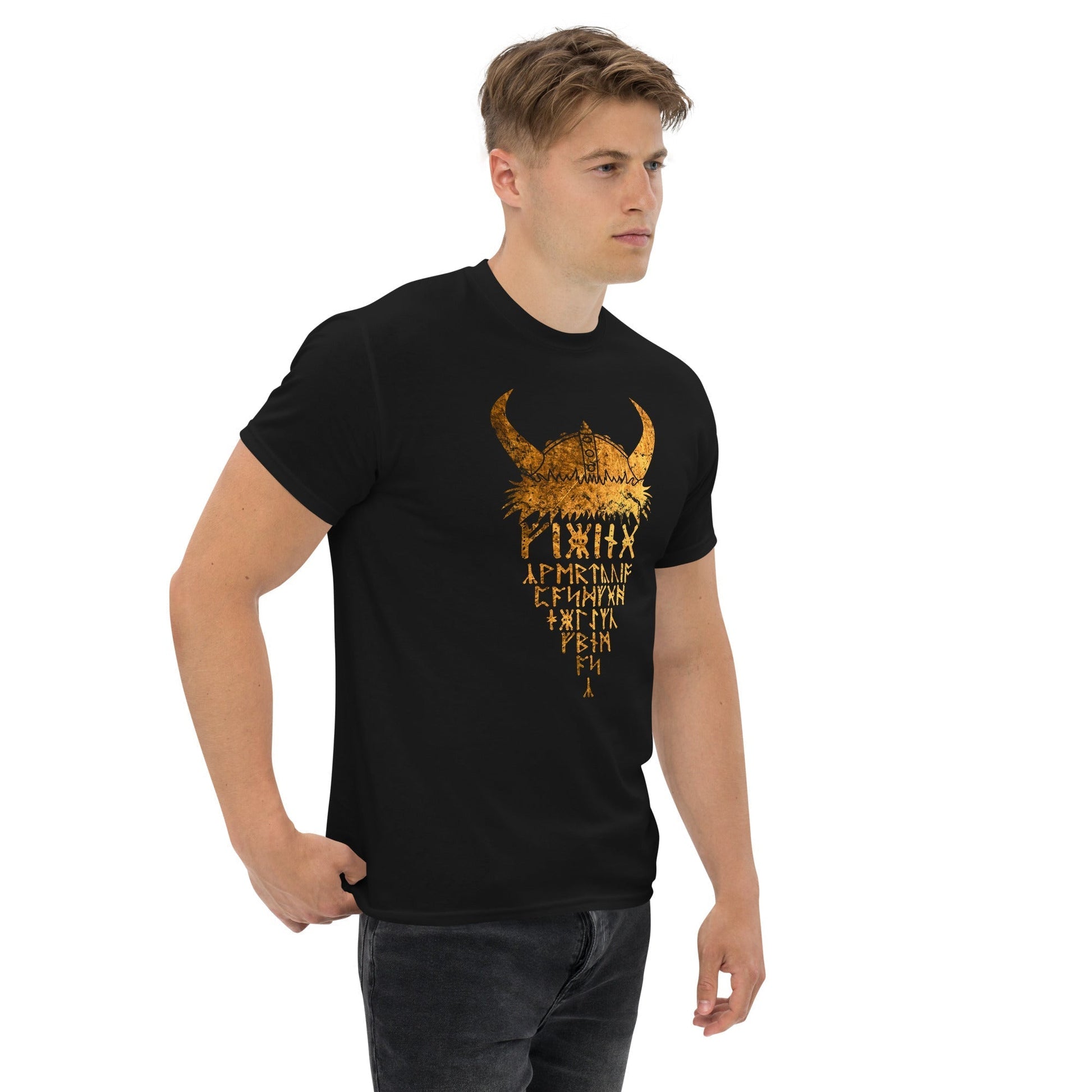 Scar Design T shirt Gold Viking Helmet T-shirt