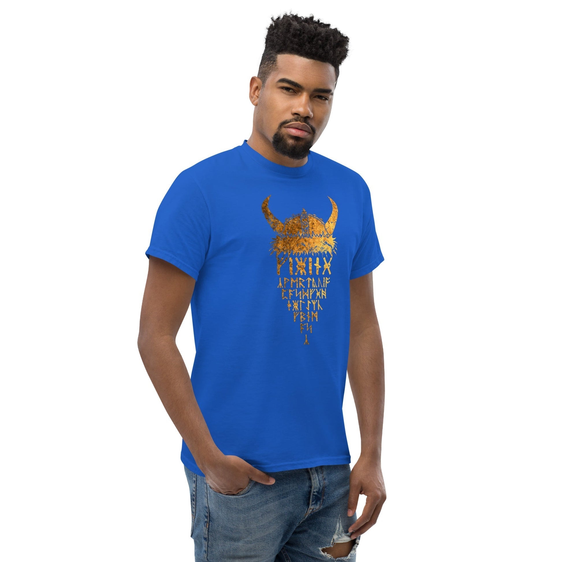 Scar Design T shirt Gold Viking Helmet T-shirt