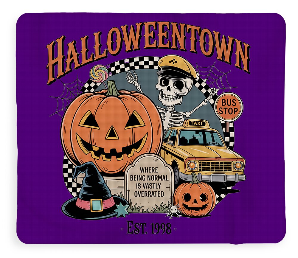 Halloween Town Taxi Stop - Blanket