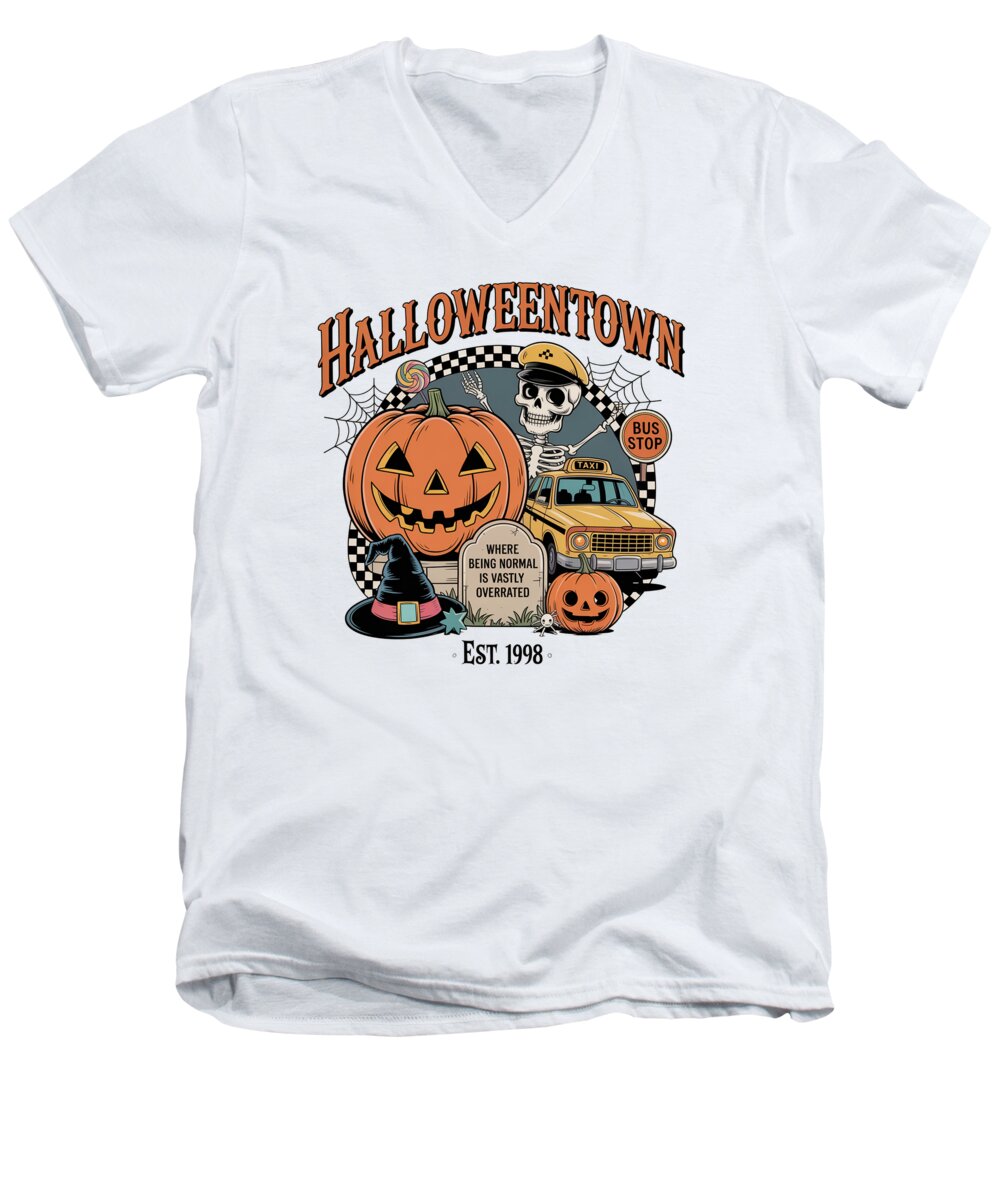 Halloween Town Taxi Stop - Men's V-Neck T-Shirt
