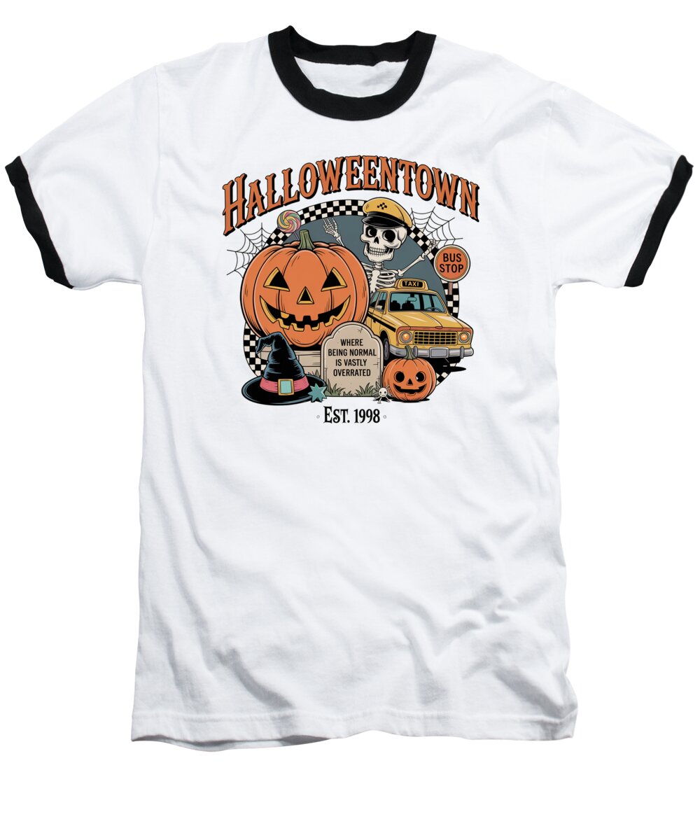 Halloween Town Taxi Stop - Baseball T-Shirt