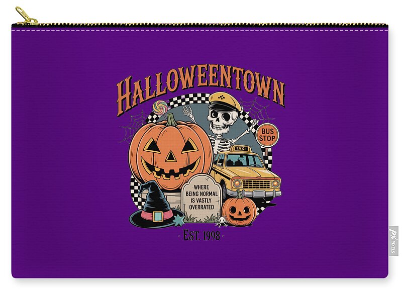 Halloween Town Taxi Stop - Zip Pouch