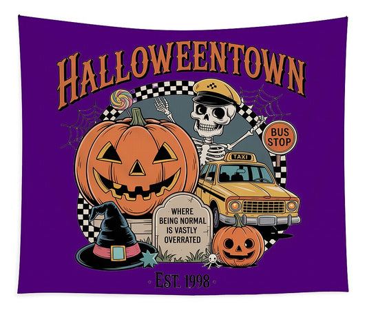 Halloween Town Taxi Stop - Tapestry