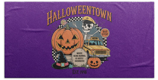 Halloween Town Taxi Stop - Beach Towel
