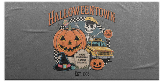 Halloween Town Taxi Stop - Bath Towel