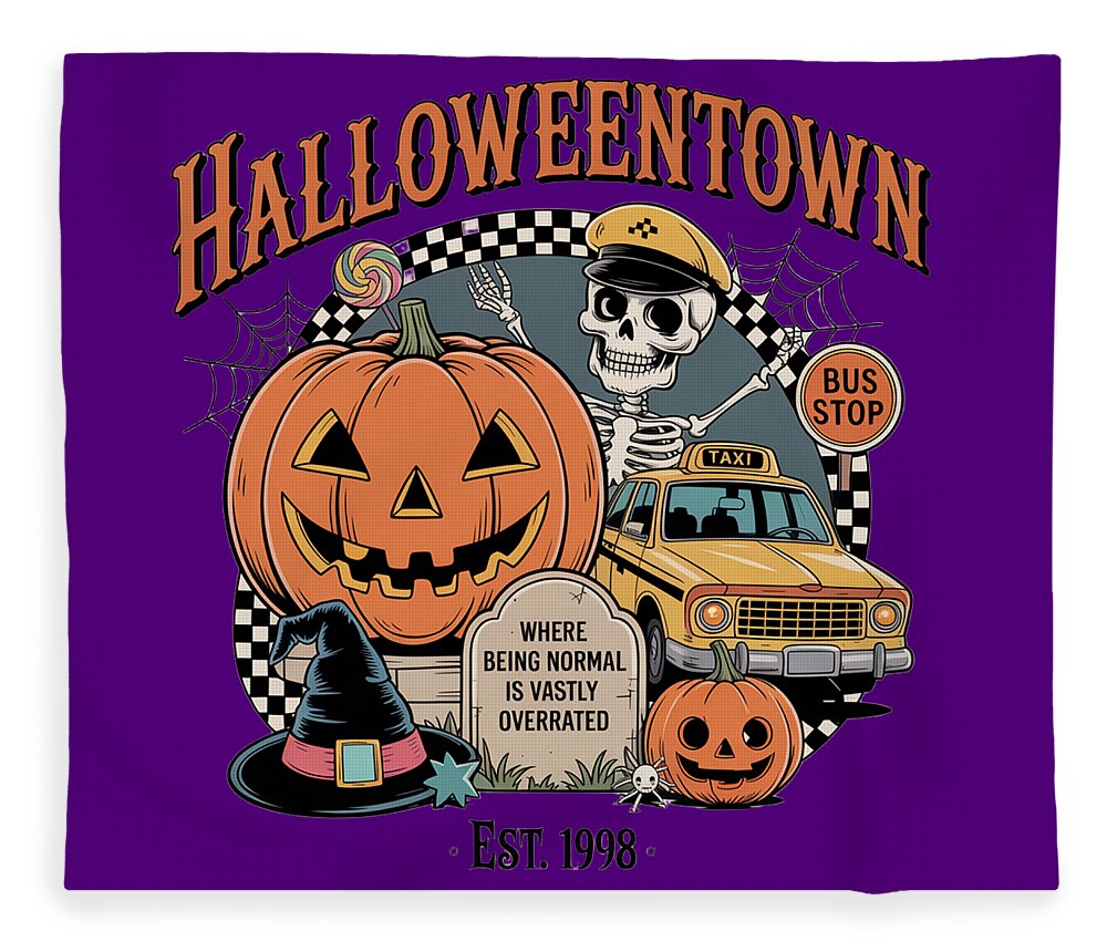 Halloween Town Taxi Stop - Blanket