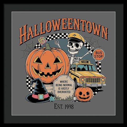 Halloween Town Taxi Stop - Framed Print