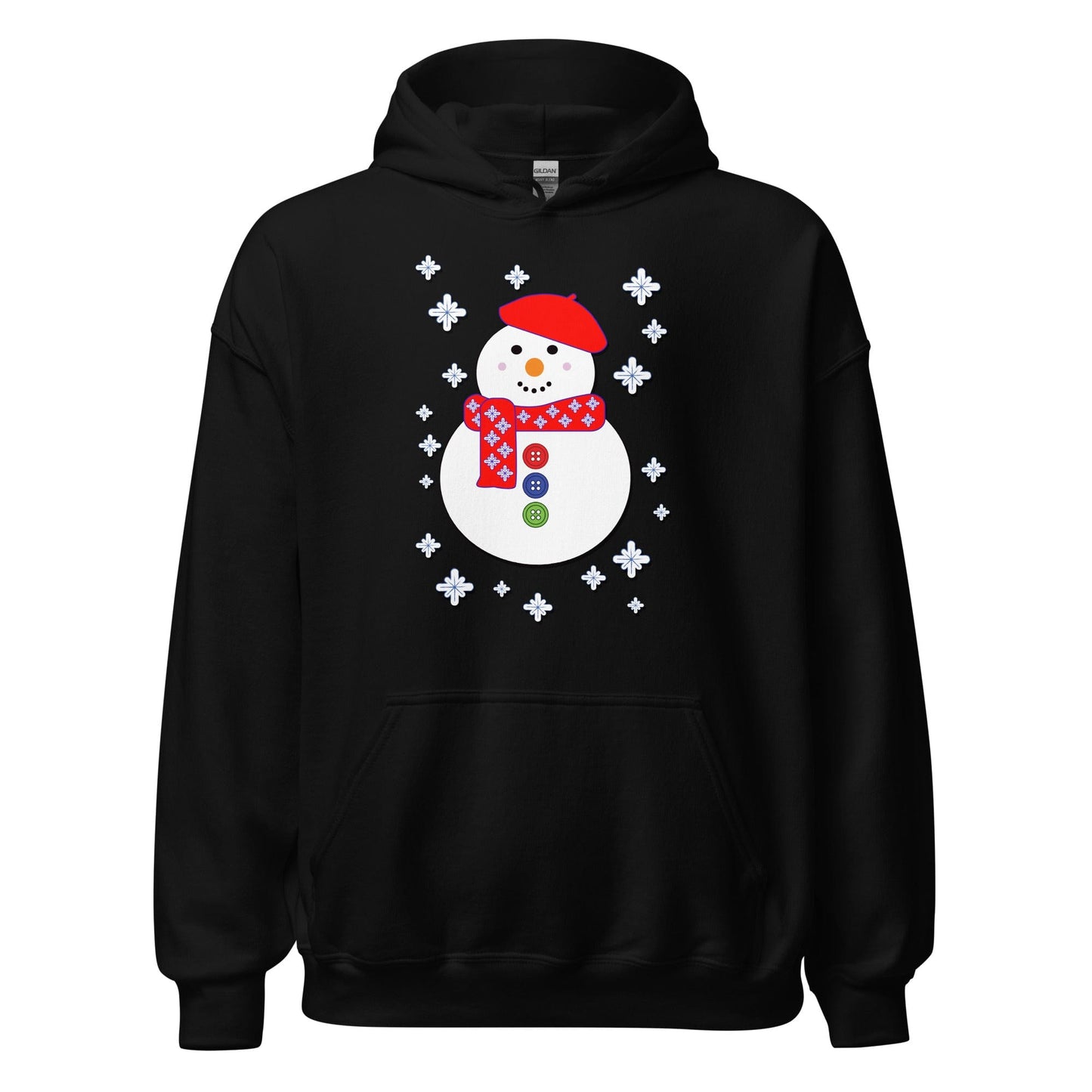 Happy Snowman Hoodie Black / S