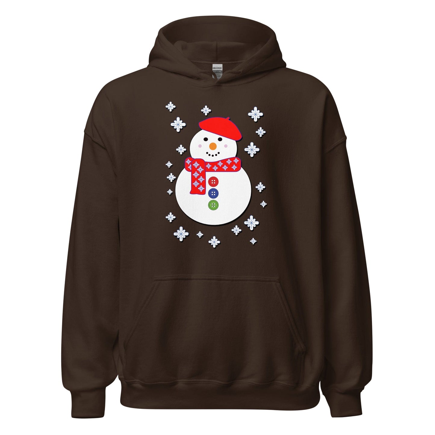 Happy Snowman Hoodie Dark Chocolate / S