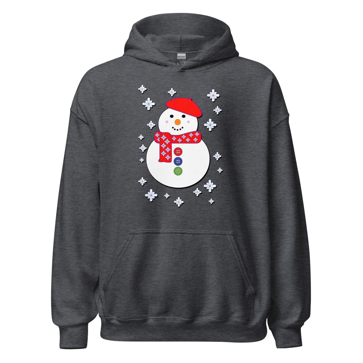 Happy Snowman Hoodie Dark Heather / S