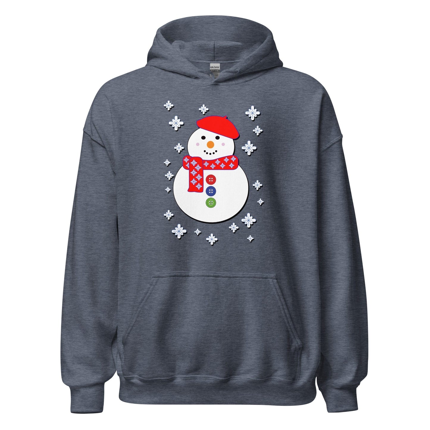 Happy Snowman Hoodie Heather Sport Dark Navy / S
