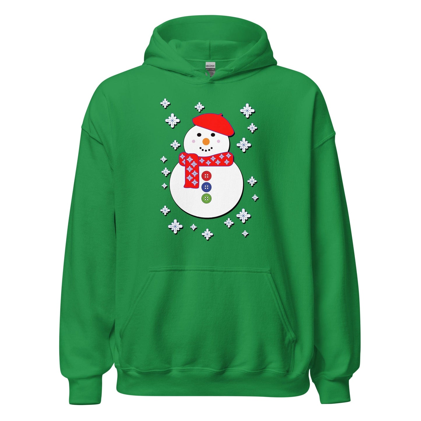 Happy Snowman Hoodie Irish Green / S