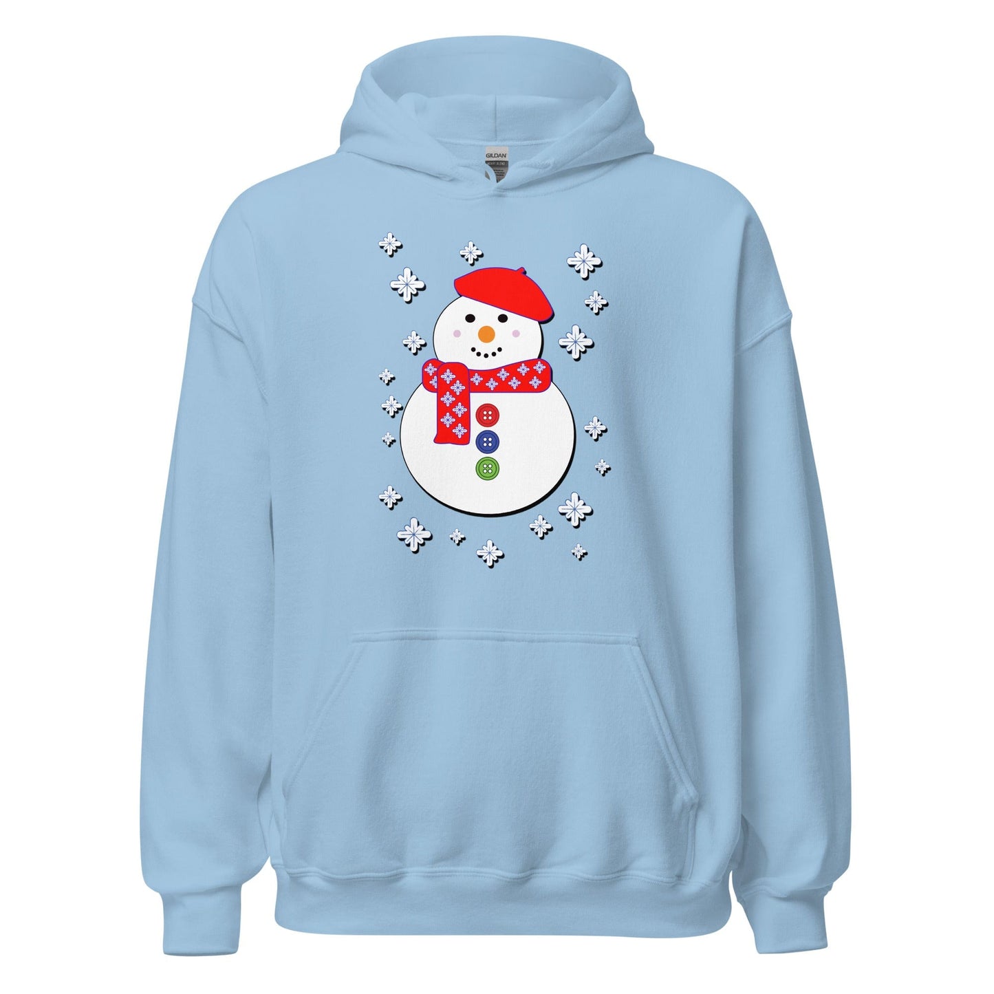 Happy Snowman Hoodie Light Blue / S