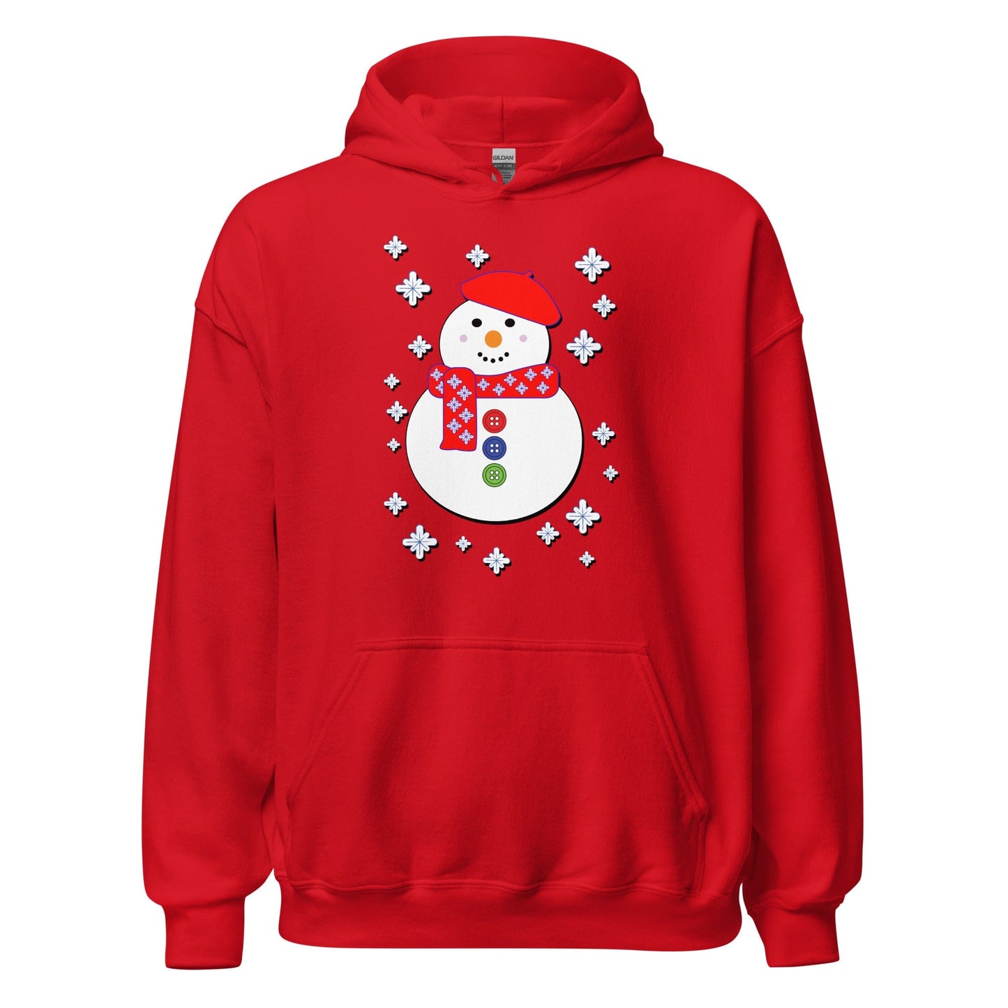 Happy Snowman Hoodie Red / S