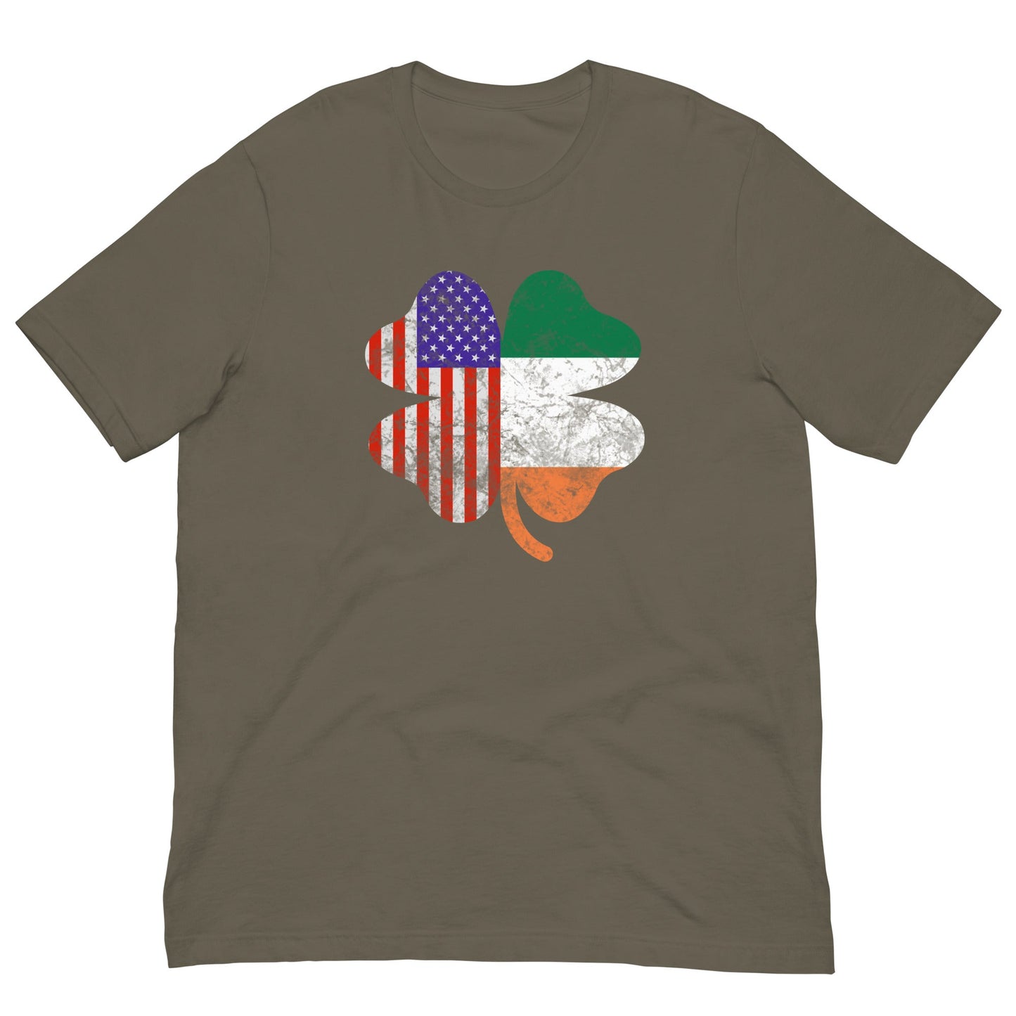 Irish American Flag T-shirt Army / S