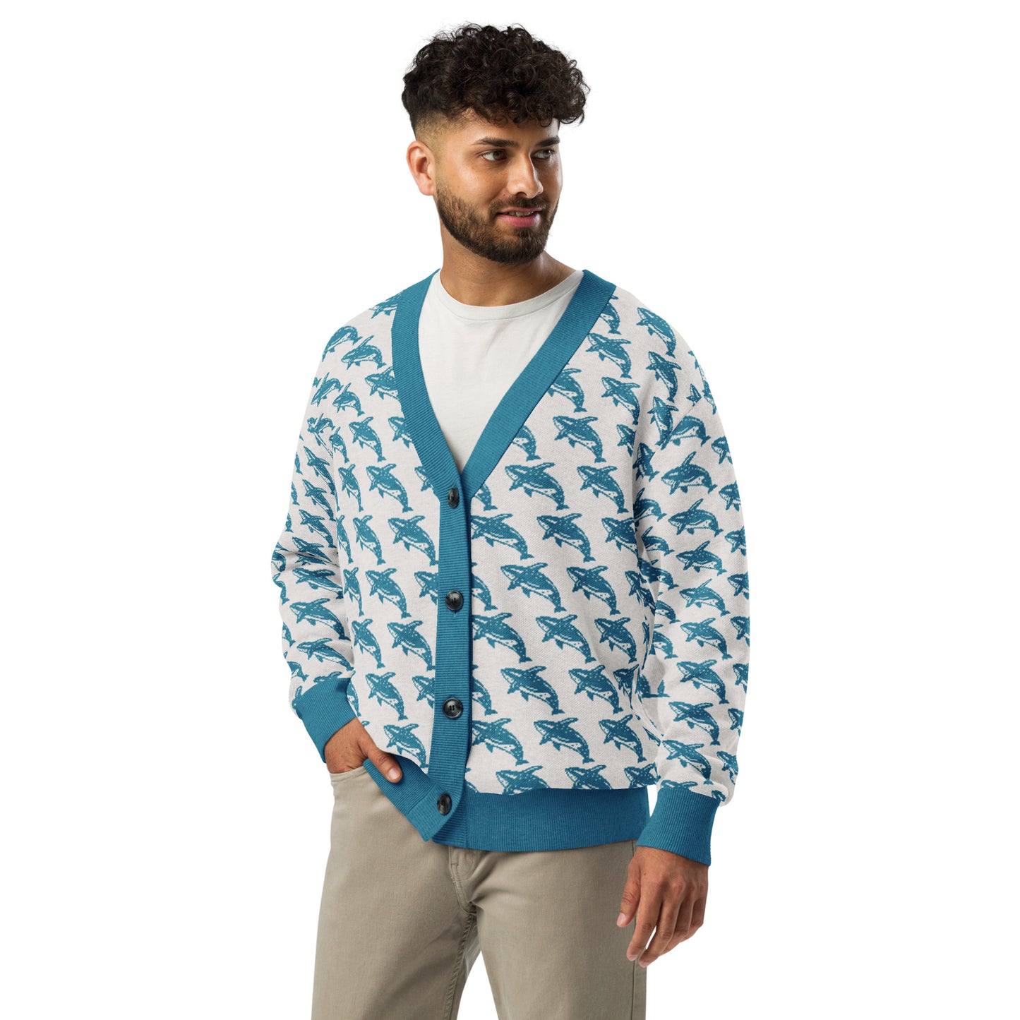 Blue Whale Knitted Cardigan – Cozy Ocean-Inspired Sweater for All Seasons