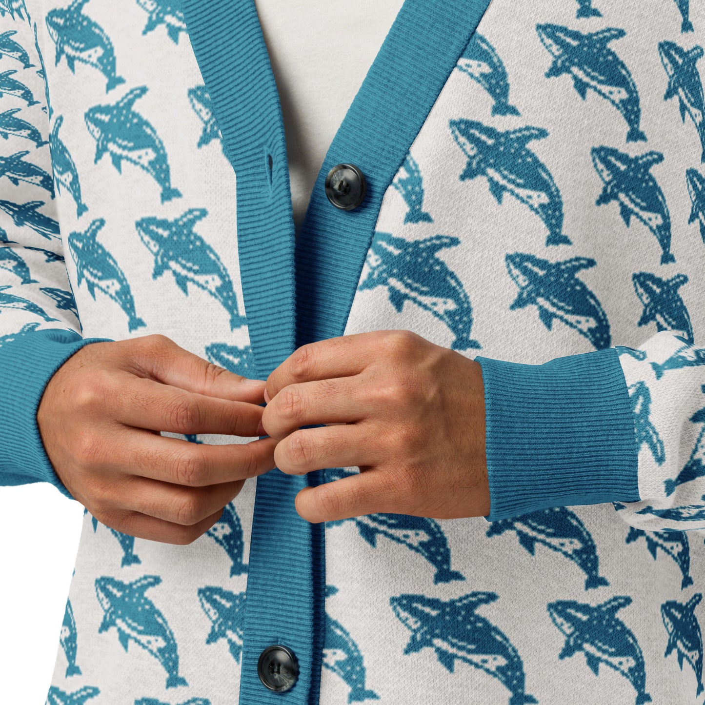 Blue Whale Knitted Cardigan – Cozy Ocean-Inspired Sweater for All Seasons