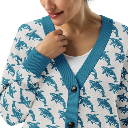 Blue Whale Knitted Cardigan – Cozy Ocean-Inspired Sweater for All Seasons