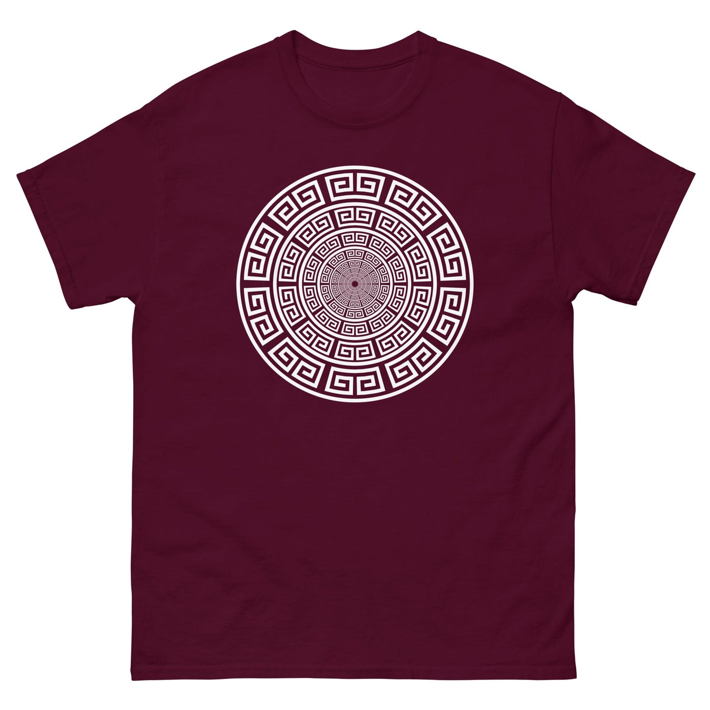 Meander Greek Symbol T-Shirt Maroon / S