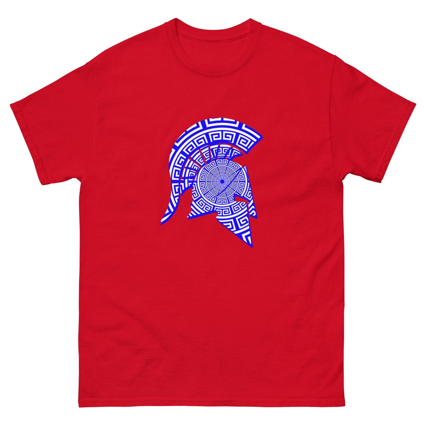 Meander Symbol Spartan Helmet T-Shirt Red / S