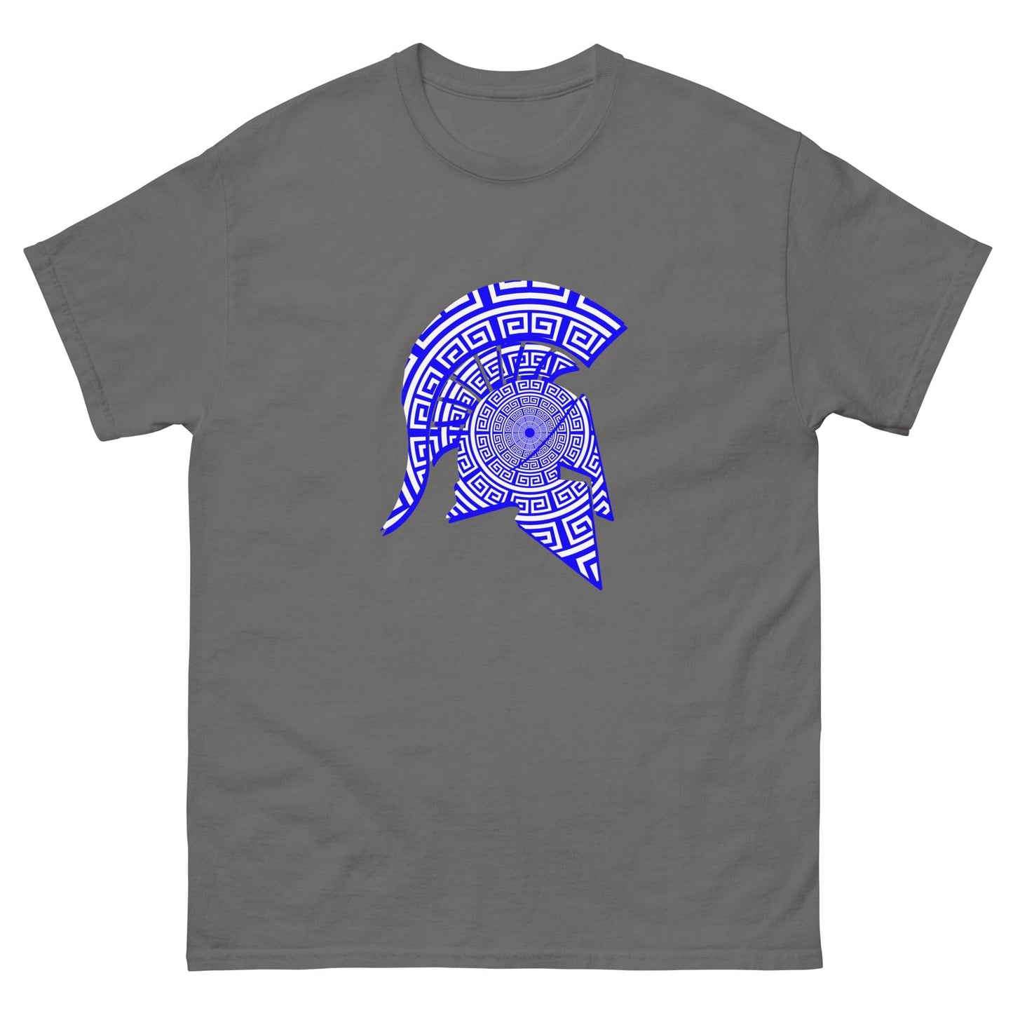 Meander Symbol Spartan Helmet T-Shirt Charcoal / S