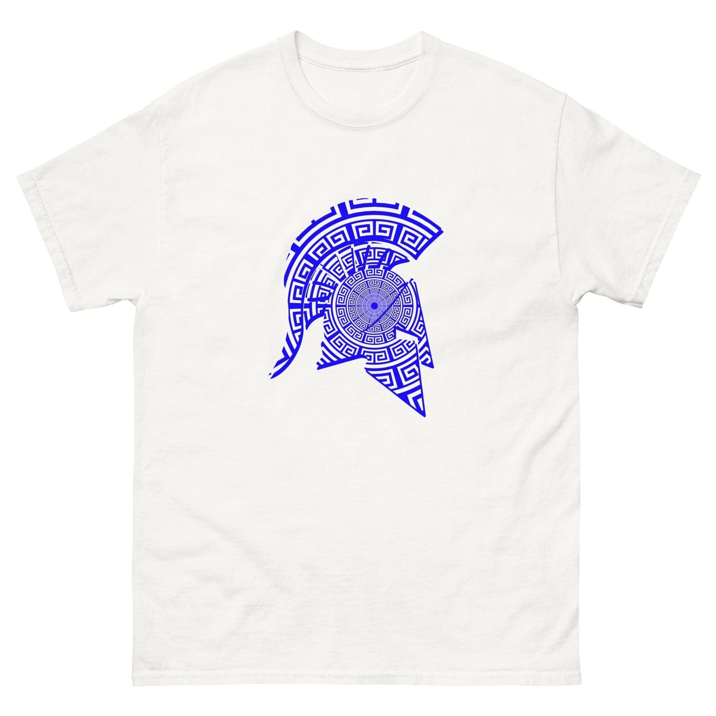 Meander Symbol Spartan Helmet T-Shirt White / S